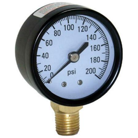 WATER SOURCE M1002-4L 100 lbs. Pressure Gauge- 0.25 in. Bottom Mount In A Stainless Steel Case 232473